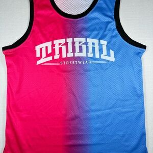 Dehaner Pullover Jersey Tank Top Size XL Light Blue-pink Tribal Streetwear